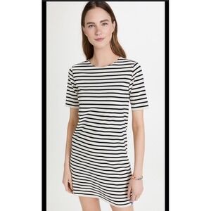 Kule Tshirt Dress Womens Extra Small Blue Cream Short‎ Sleeve Round Neck Casual